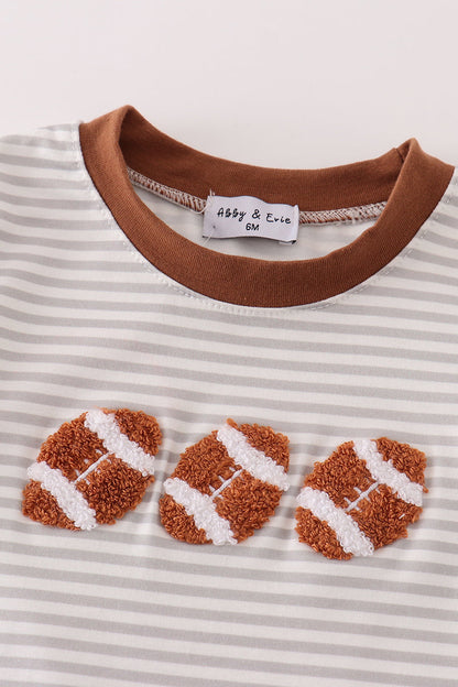 Football French Knot Stripe Boy Romper