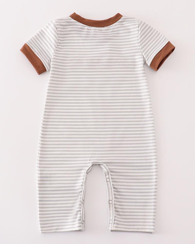 Football French Knot Stripe Boy Romper