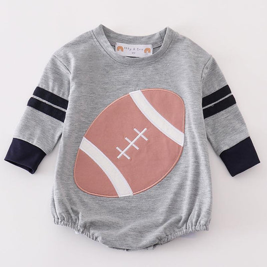 Football Applique Grey Boy Bubble