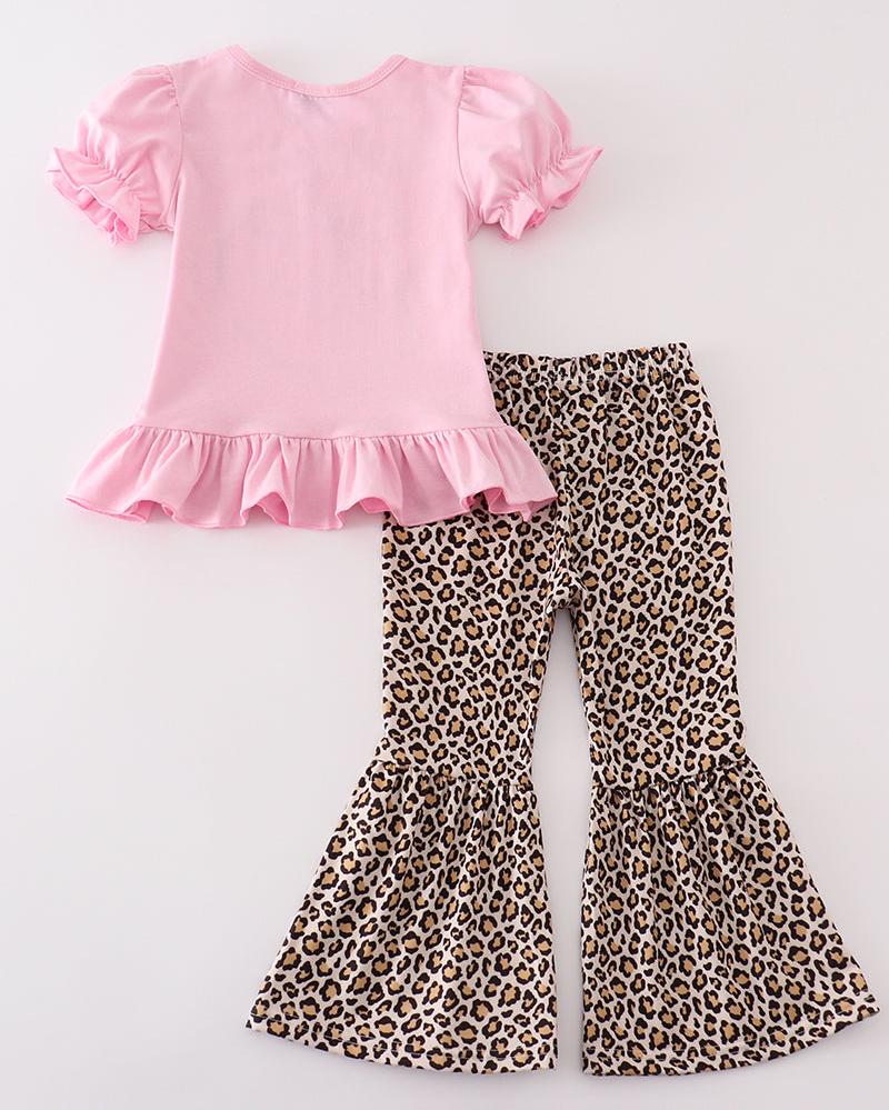 Pink Leopard Football Applique Girl Set