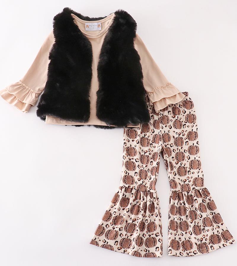 Leopard Pumpkin Print 3pc Pants Set