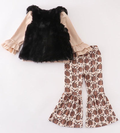 Leopard Pumpkin Print 3pc Pants Set