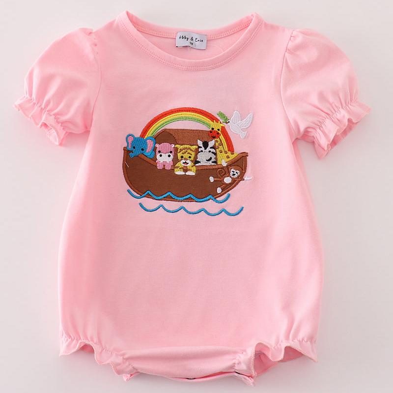 Noah’s Ark Applique Pink Girl Bubble