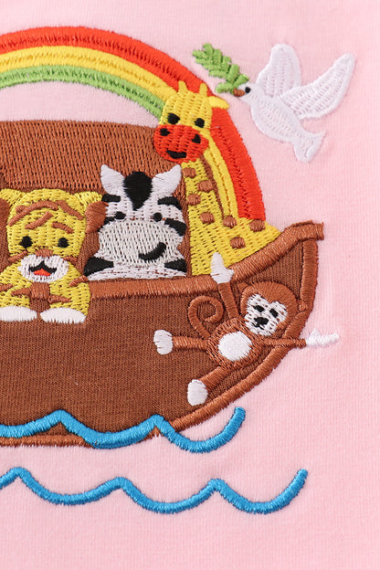 Noah’s Ark Applique Pink Girl Bubble