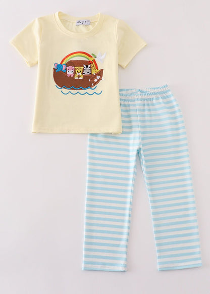 Noah’s Ark Applique Yellow Boy Set