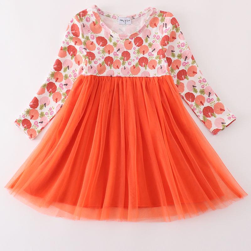 Pink Pumpkin Print Tutu Dress