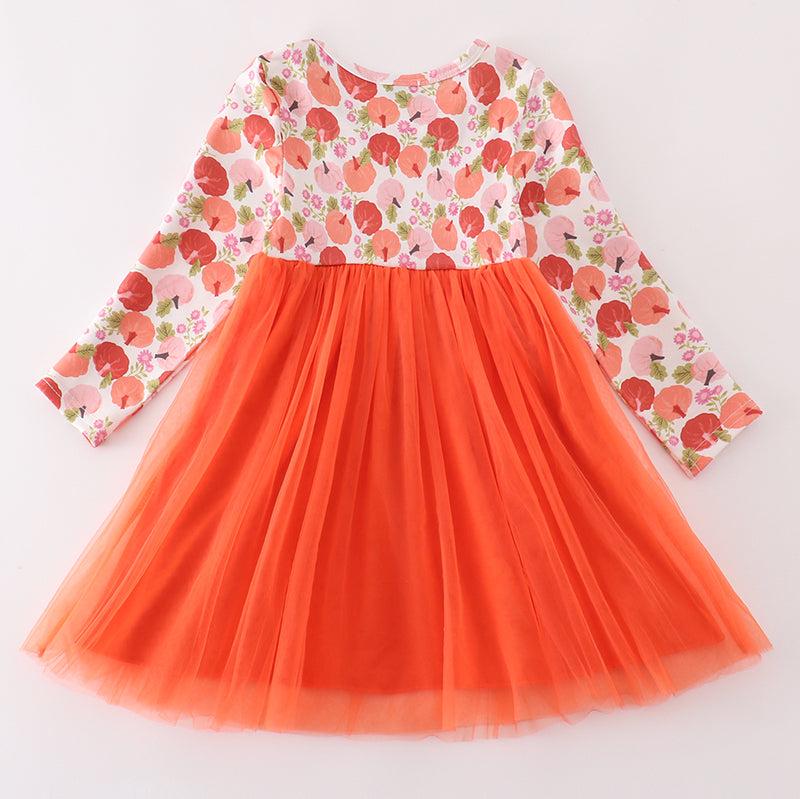 Pink Pumpkin Print Tutu Dress