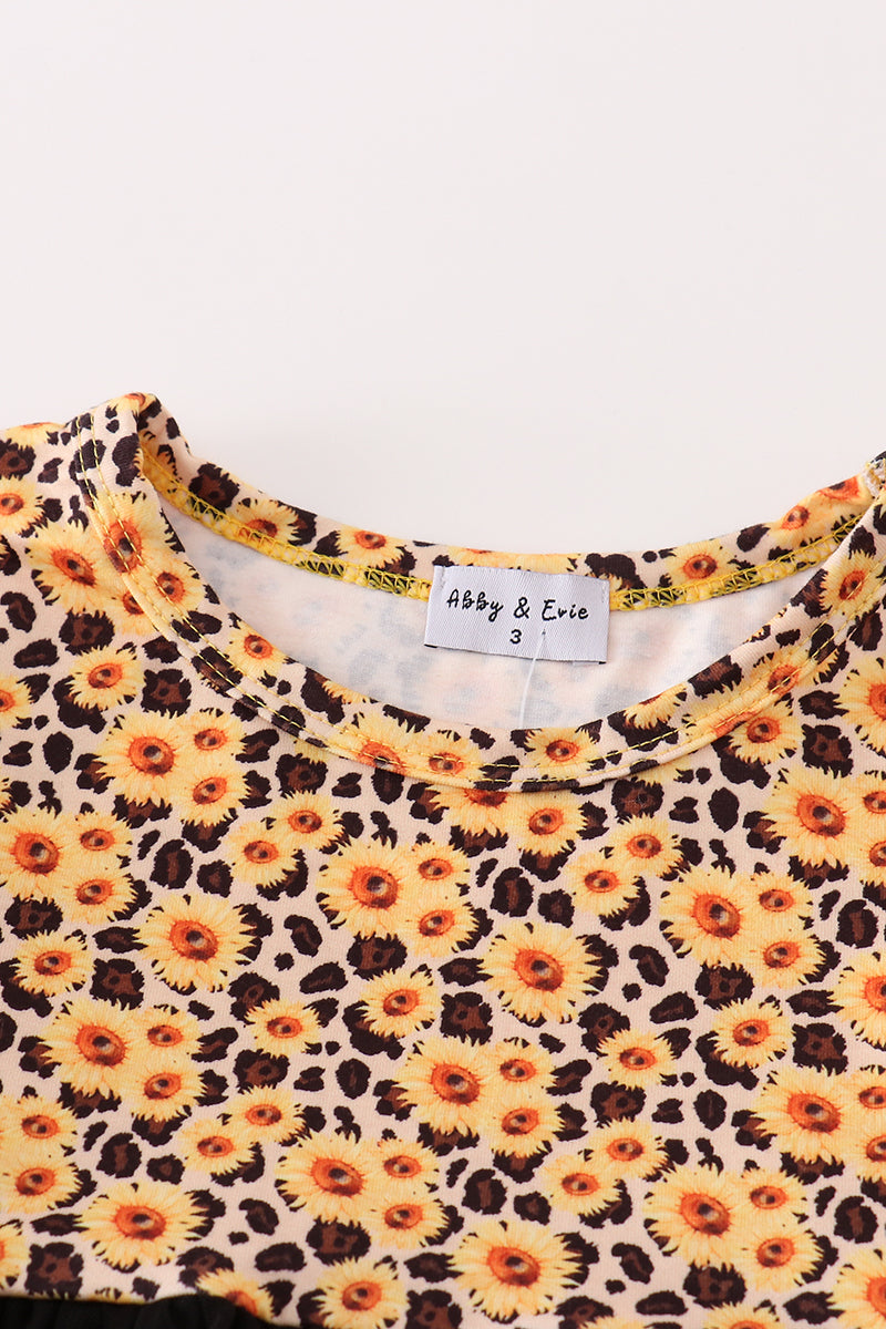 Mackenzie Mustard Floral Print Tulle Dress