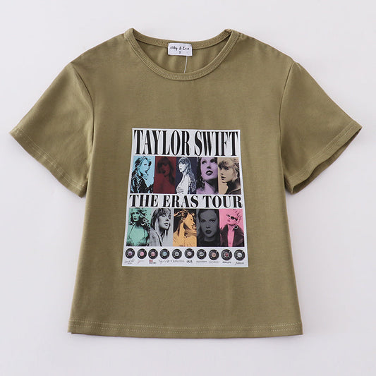 TS Eras Print Olive Girl Top