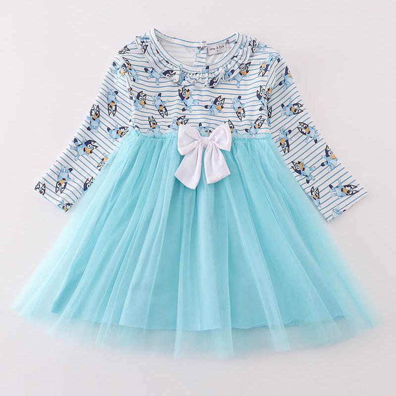 Blue Dogs Character Print Tutu Dress