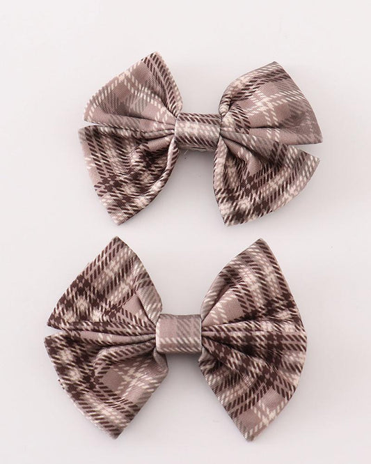 Brown Plaid 2pc Hair Bow