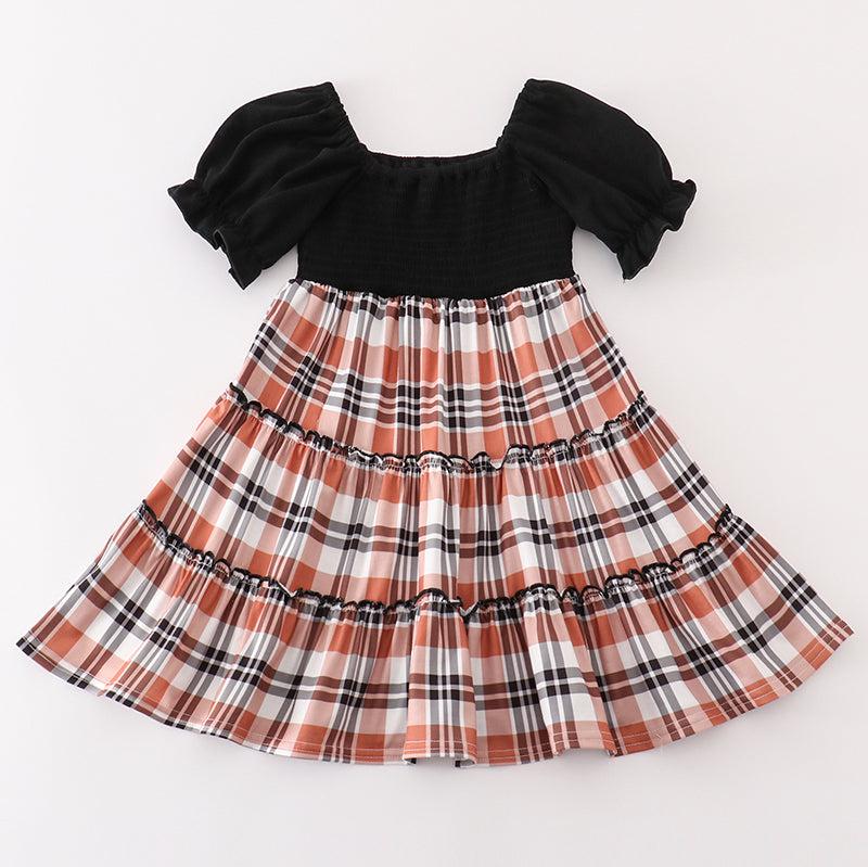 Rustic Charm Plaid Smocked Dress