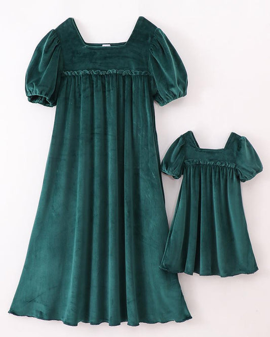 Forest Velvet Mom+Me Dress