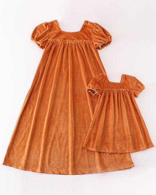 Mom + Me Velvet Dress - Caramel