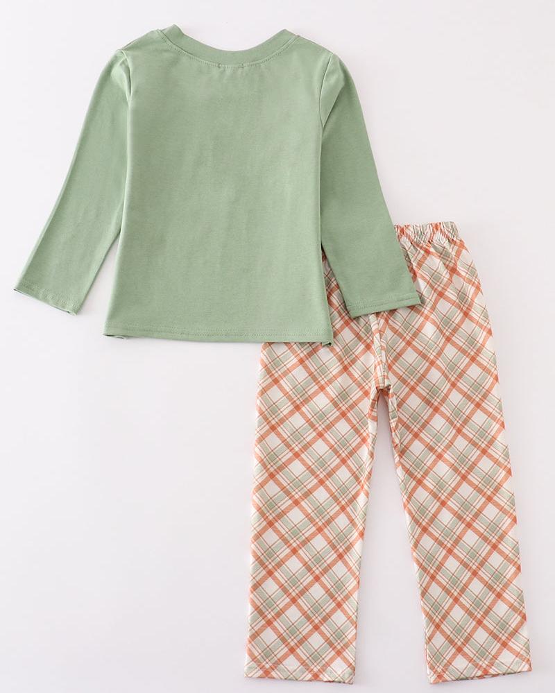 Hunting Embroidered Green Boy Set