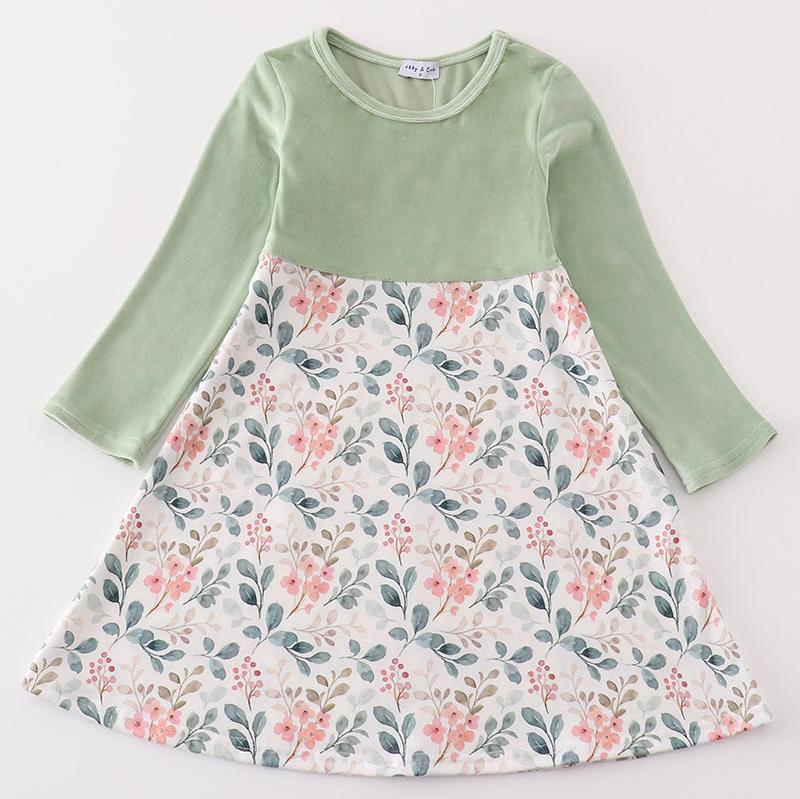 Emma Green Floral Velvet Ruffle Dress