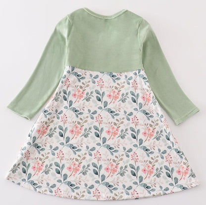 Emma Green Floral Velvet Ruffle Dress