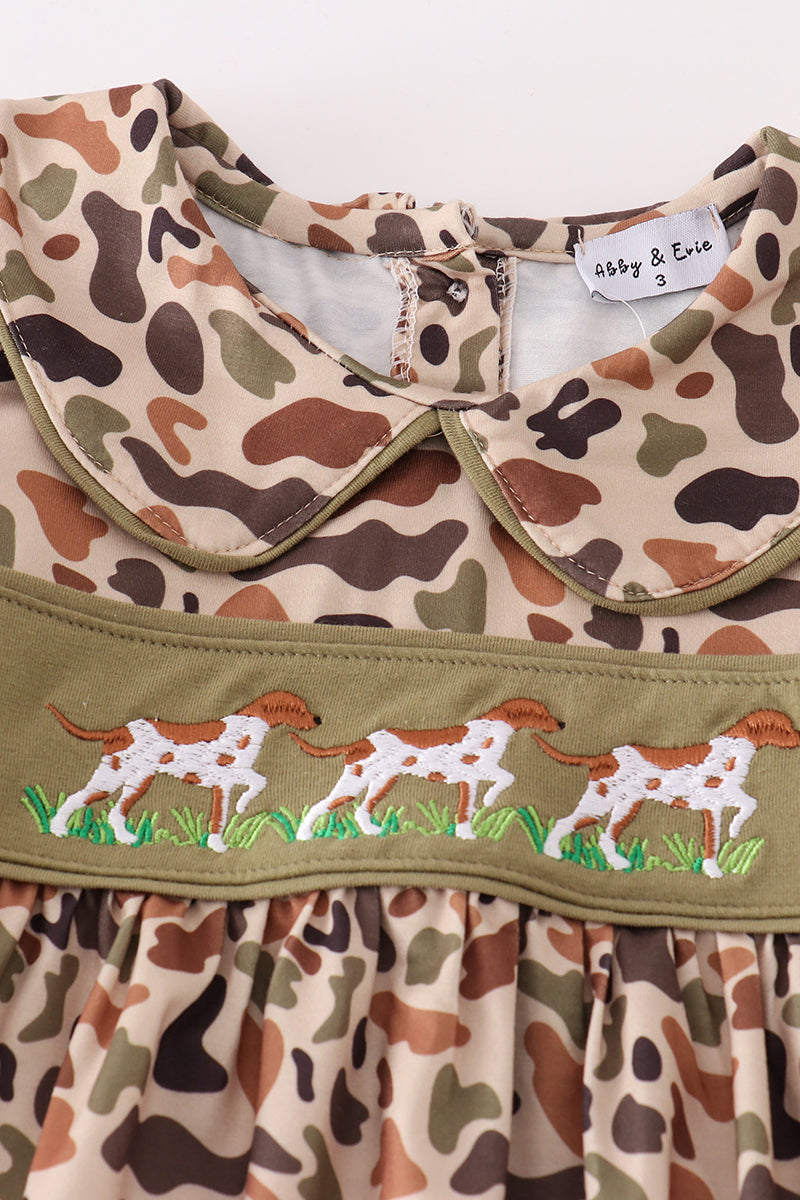 Hunting Dog Embroidered Camouflage Girl Set