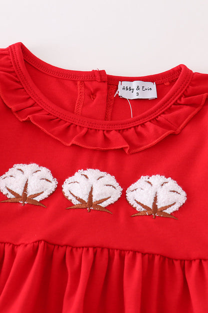 French Knot Cotton Red Girl Set