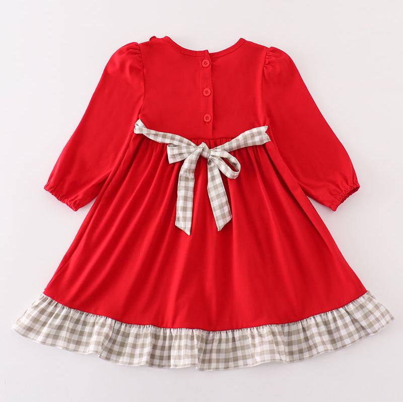 French Knot Cotton Red Dress