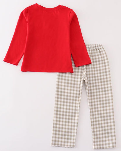 French Knot Cotton Red Boy Set