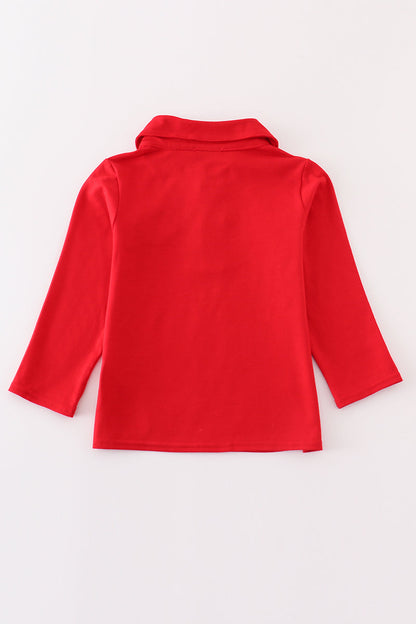 French Knot Cotton Red Boy Top