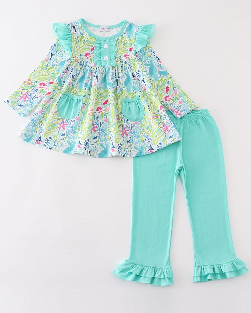 Lily Green Floral Girl Pants Set