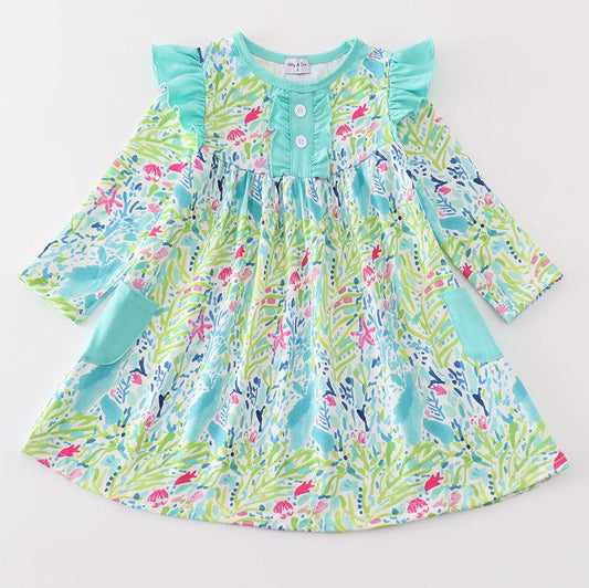 Lily Green Floral Girl Dress