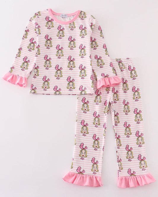 Christmas Lou Who Print Pink Pajamas Set