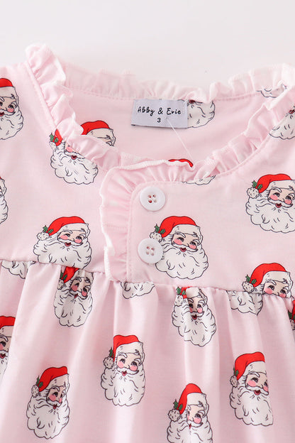 Santa Claus Print Pink Pajama Gown