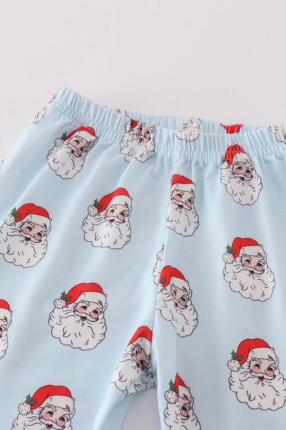 Santa Claus Print Blue Pajamas Set