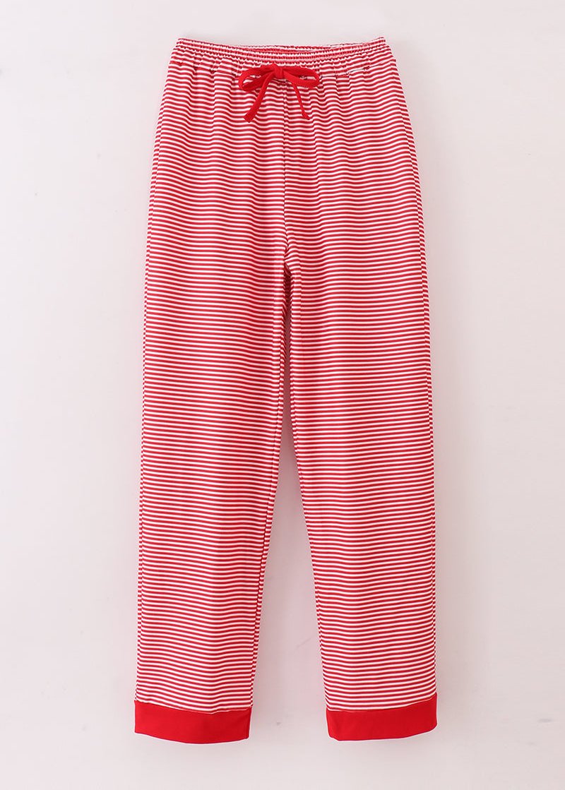 Red Stripe Christmas Santa Embroidered Women’s Pajama Pants