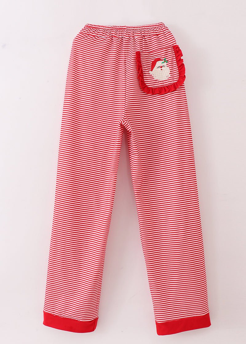 Red Stripe Christmas Santa Embroidered Women’s Pajama Pants