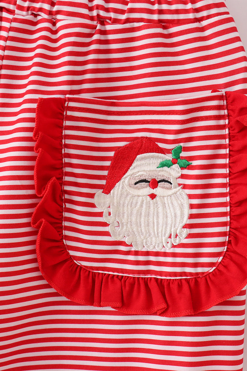 Red Stripe Christmas Santa Embroidered Women’s Pajama Pants