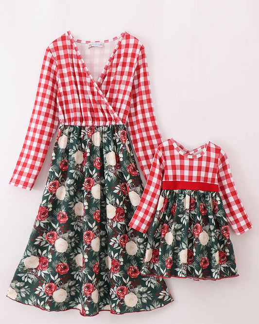 Rosie Red Floral Gingham Mom+Me Dress