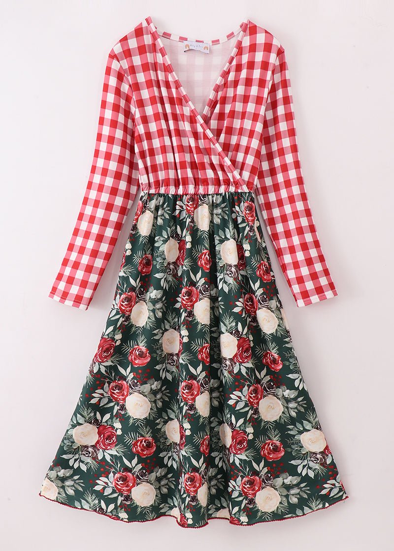 Rosie Red Floral Gingham Mom+Me Dress