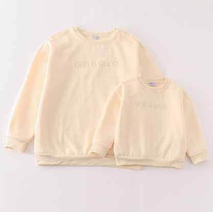 God is Good Embroidered Cream Mom+Me Fleece Sweatshirt