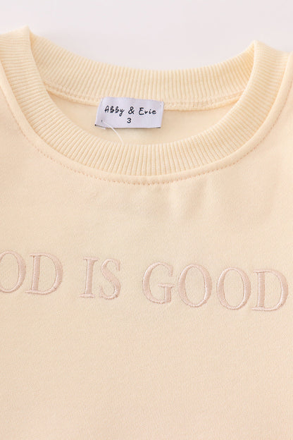 God is Good Embroidered Cream Mom+Me Fleece Sweatshirt