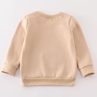 Thankful Embroidered Beige Mom+Me Fleece Sweatshirt