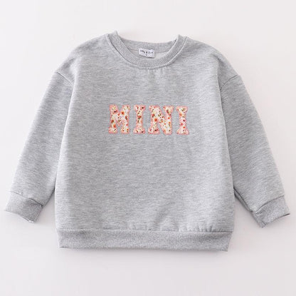 Mama + Mini Applique Gray Fleece Sweatshirt