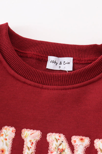 Mama + Mini Applique Maroon Fleece Sweatshirt