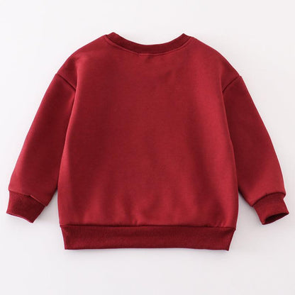 Mama + Mini Applique Maroon Fleece Sweatshirt