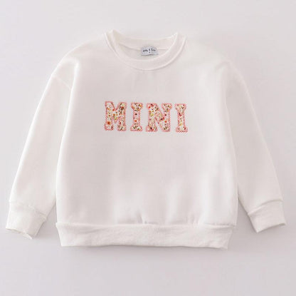 Mama + Mini Applique White Fleece Sweatshirt