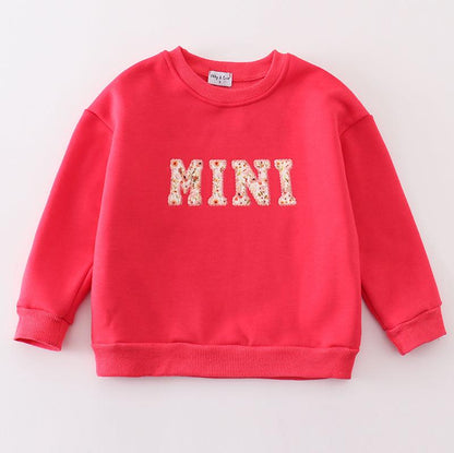 Mama + Mini Applique Red Fleece Sweatshirt