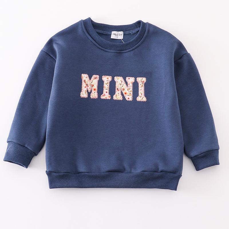 Mama + Mini Applique Navy Applique Fleece Sweatshirt