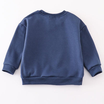 Mama + Mini Applique Navy Applique Fleece Sweatshirt