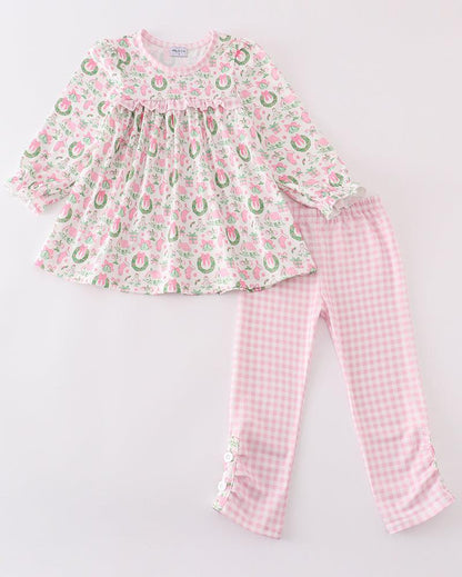 Festive Pink Christmas Print Girl Set