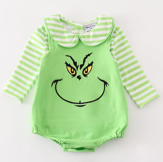 Green Guy Embroidered Baby Bubble Set