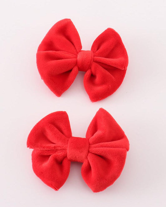 Red Velvet 2pc Piggy Hair Bows