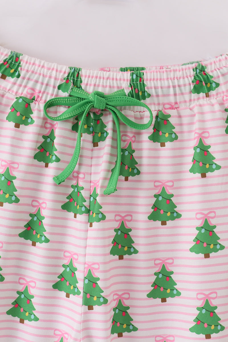 Christmas Tree Print Green Ruffle Women’s Pajama Pants